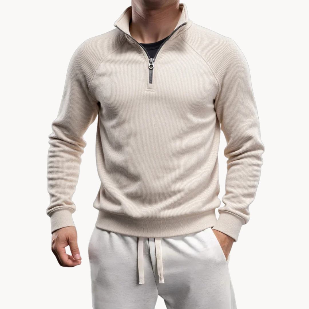 Men's Cotton-Blend Quarter-Zip Sweater