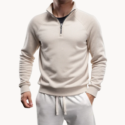 Men's Cotton-Blend Quarter-Zip Sweater