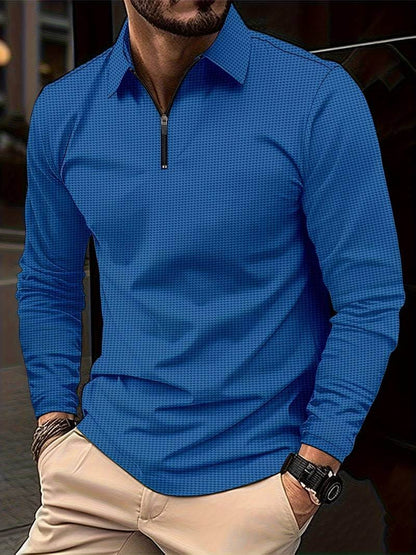 Men's Waffle Shirt with Long Sleeves and V-neck – Casual and Comfortable