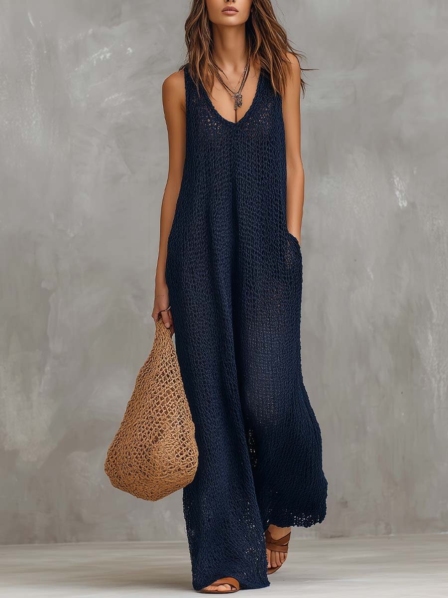 Dames Maxi Jurk | Gebreide Textuur & Luchtige Pasvorm