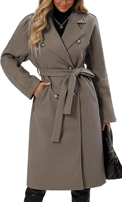Klassieke Dames Trenchcoat met Dubbele Knoopsluiting – Elegant & Warm voor Herfst/Winter