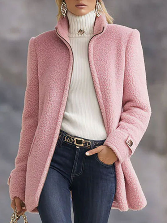 Dames Vintage Roze Fleece Vest met Ritssluiting