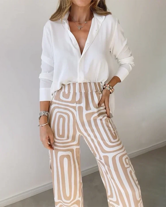 Dames 2-Delige Set | Blouse & Wide Leg Broek High Waist