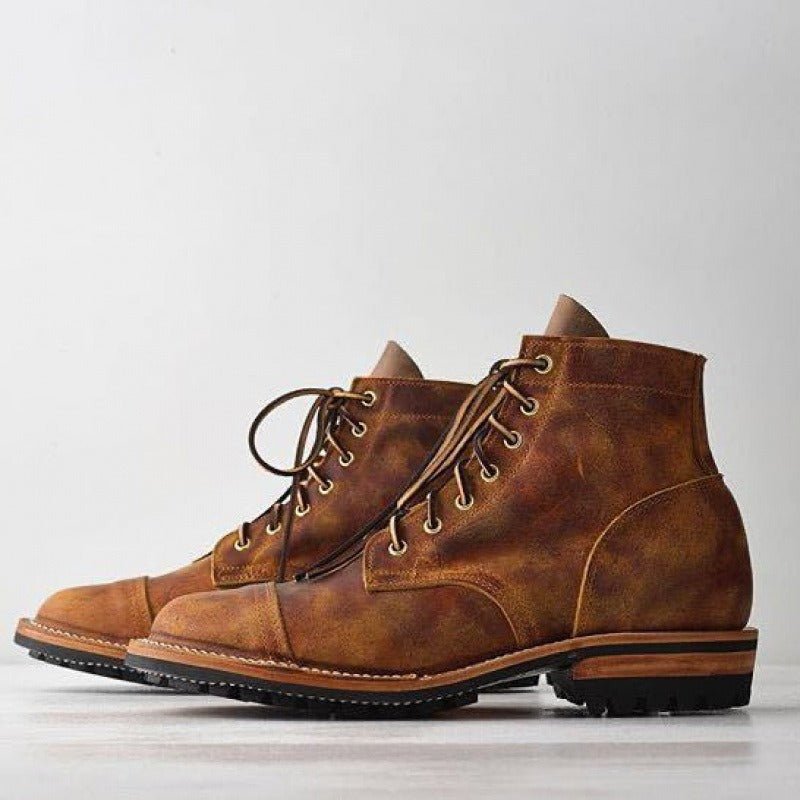 Heren Veterschoenen Enkelhoog met Gripzool-Herenschoenen > Enkellaarsjes > Veterschoenen-Myna Mode-Bruin-UK 4 / US 5-Myna Mode