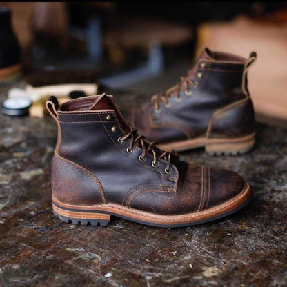 Heren Veterschoenen Enkelhoog met Gripzool-Herenschoenen > Enkellaarsjes > Veterschoenen-Myna Mode-Koffie-UK 4 / US 5-Myna Mode