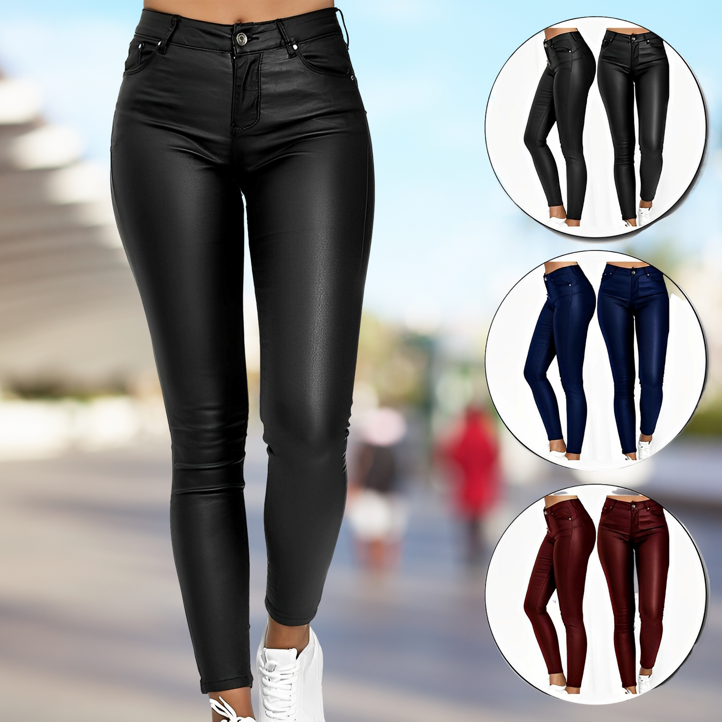 Dames Leren Broek – Trendy Slim Fit Broek met Stijlvolle Pasvorm
