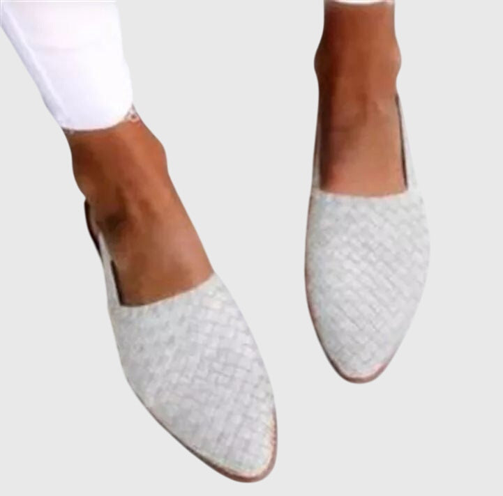 Dames Loafers | Gevlochten Design & Comfort Fit | Elegante Instappers-Schoenen – Dames – Instappers – Loafers-Myna Mode-Wit-US 5 - UK 3-Myna Mode