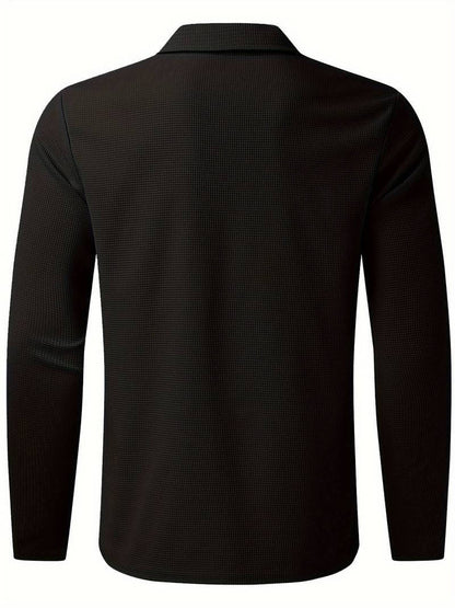 Men's Waffle Shirt with Long Sleeves and V-neck – Casual and Comfortable