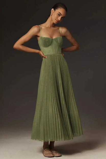 Women's Maxi Dress | Pleated Skirt & Elegant Fit