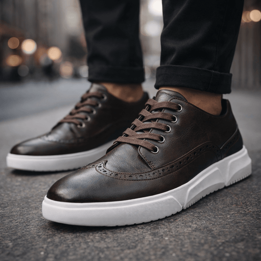 Heren Leren Sneakers Casual – Comfort Schoenen voor Smart Casual en Dagelijks Gebruik-Herenschoenen – Sneakers / Casual schoenen-Myna Mode-Donkerbruin-UK 4 / US 5-Myna Mode