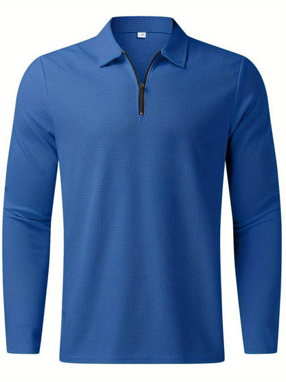 Men's Waffle Shirt with Long Sleeves and V-neck – Casual and Comfortable
