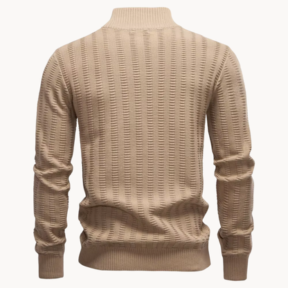Heren Katoenen Quarter-Zip Trui met Textuur