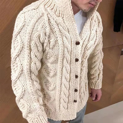 Heren Dikke Kabelgebreide Cardigan - Warm en Comfortabel