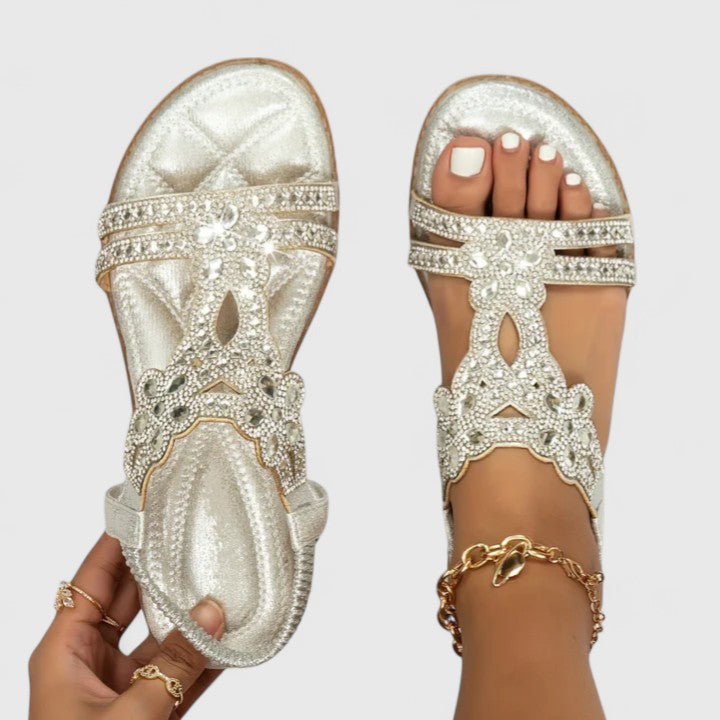 Elanora | Luxe Strass Sandalen voor Zomer en Feestelijke Gelegenheden-Damesschoenen > Sandalen > Luxe Sandalen-Myna Mode-Zilver-US 5 - UK 3-Myna Mode