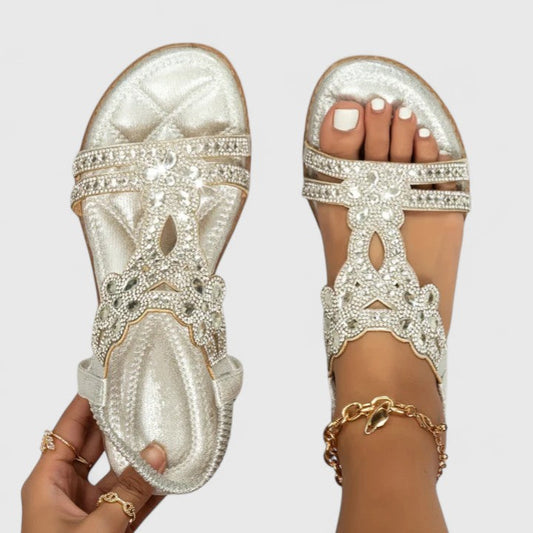 Elanora | Luxe Strass Sandalen voor Zomer en Feestelijke Gelegenheden-Damesschoenen > Sandalen > Luxe Sandalen-Myna Mode-Zilver-US 5 - UK 3-Myna Mode