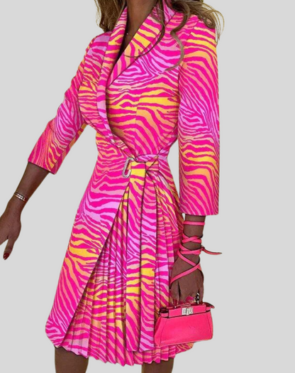 Women's Blazer Dress with Belt – Multicolor & Stylish with Half Sleeves