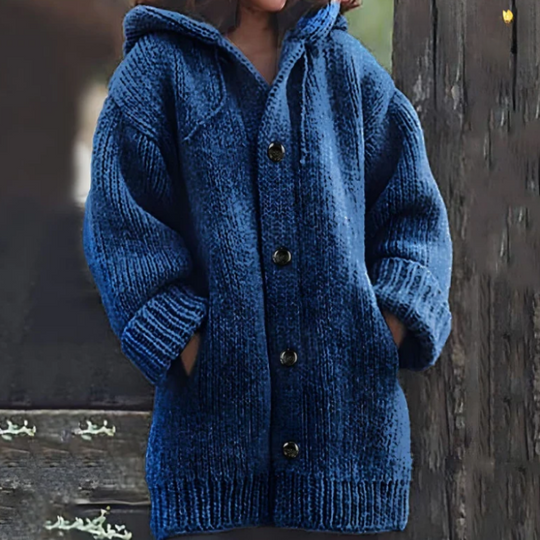 Knitted Women's Cardigan with Hood