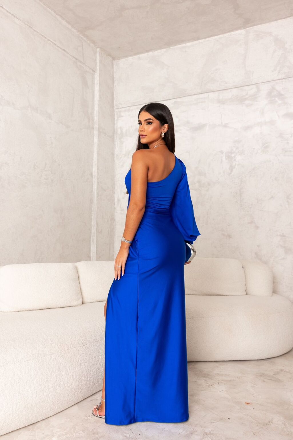 Anna™ - Elegante Satijnen Avondjurk met Split
