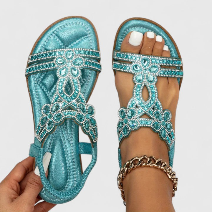 Elanora | Luxe Strass Sandalen voor Zomer en Feestelijke Gelegenheden-Damesschoenen > Sandalen > Luxe Sandalen-Myna Mode-turkoois-US 5 - UK 3-Myna Mode