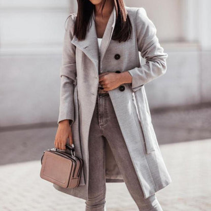 Classic Women's Trench Coat with Double Bow Closure