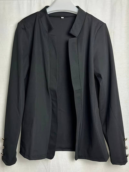 Casual Women's Blazer with Buttons – Lightweight Cotton, Long Sleeve