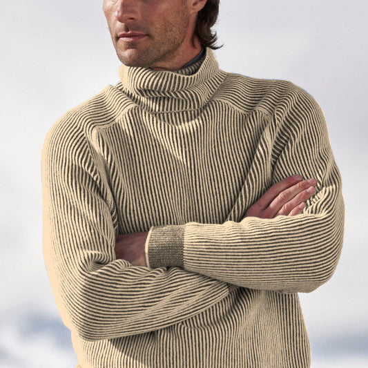 Men's turtleneck sweater with ribbed texture – Timeless winter style – Warm and stylish