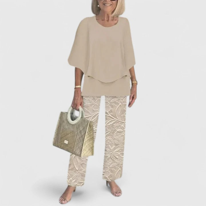 Women's 2-Piece Set | Comfort Top & Printed Relaxed Fit Pants