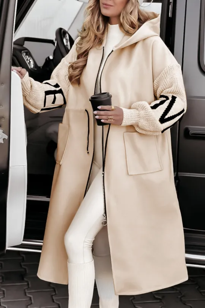 Women's Jacket with Hood and Knitted Sleeves – Patchwork | Autumn/Winter