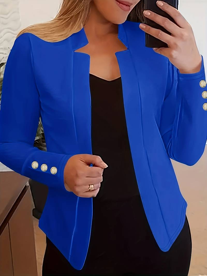 Casual Women's Blazer with Buttons – Lightweight Cotton, Long Sleeve