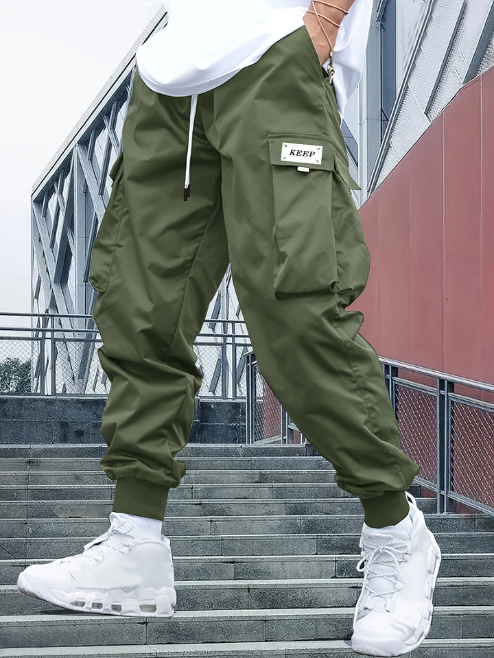 Men's Cargo Jogging Pants – Streetwear Joggers with Pockets and Cuffed Legs