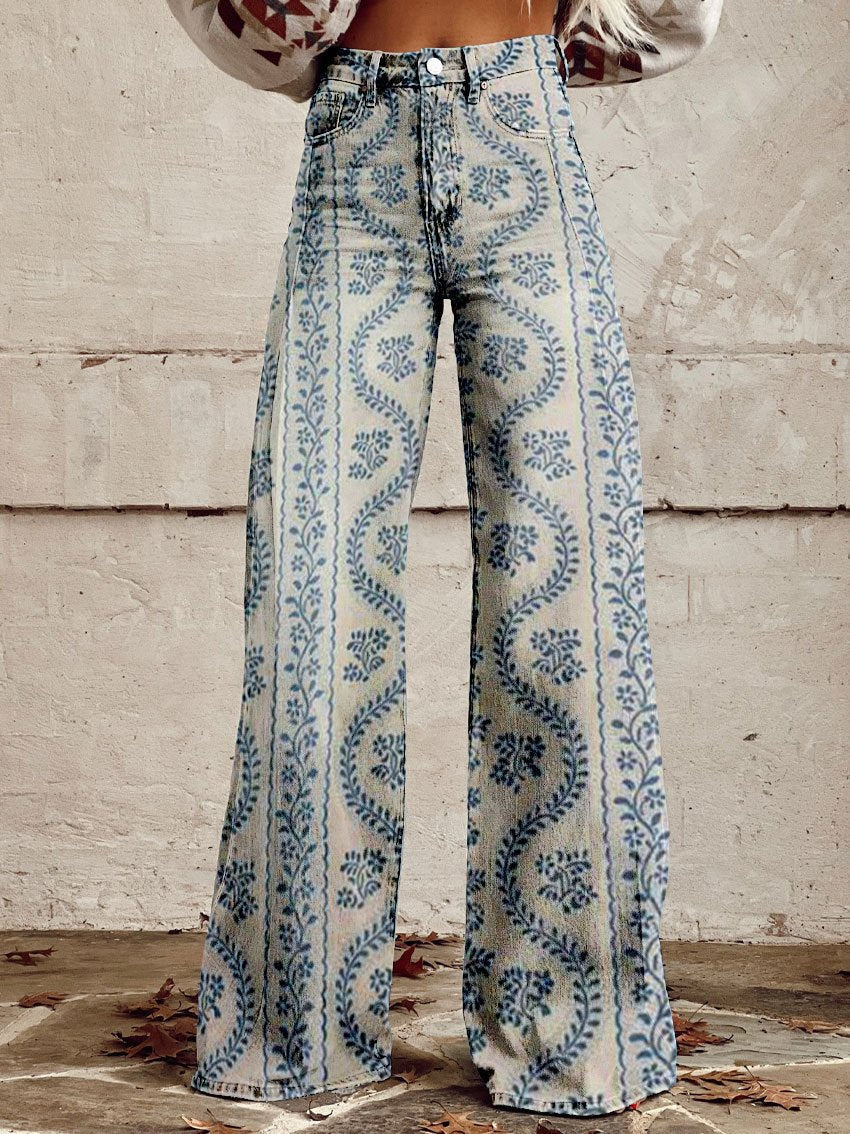 Yanin | Vintage Viscose Broek met Kleurrijke Print – Comfortabel & Stijlvol