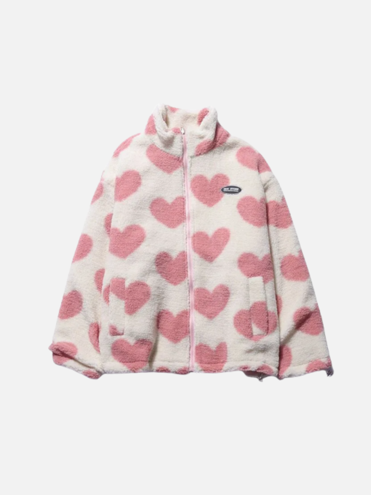 Women's Jacket with Heart Print – Stylish & Warm for Autumn/Winter