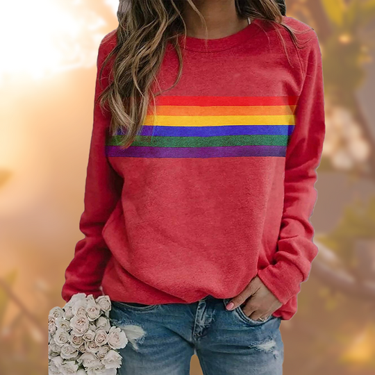 Myna – Soft Cotton Sweater with Rainbow Stripes