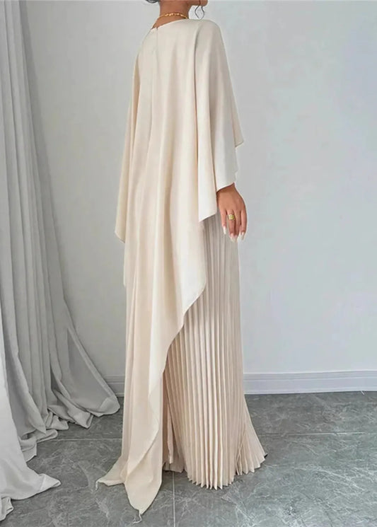 Dames Maxi Jurk | Geplisseerd & Cape Top | Elegant