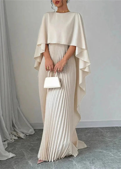 Dames Maxi Jurk | Geplisseerd & Cape Top | Elegant