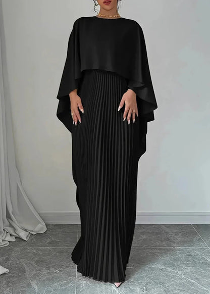 Dames Maxi Jurk | Geplisseerd & Cape Top | Elegant