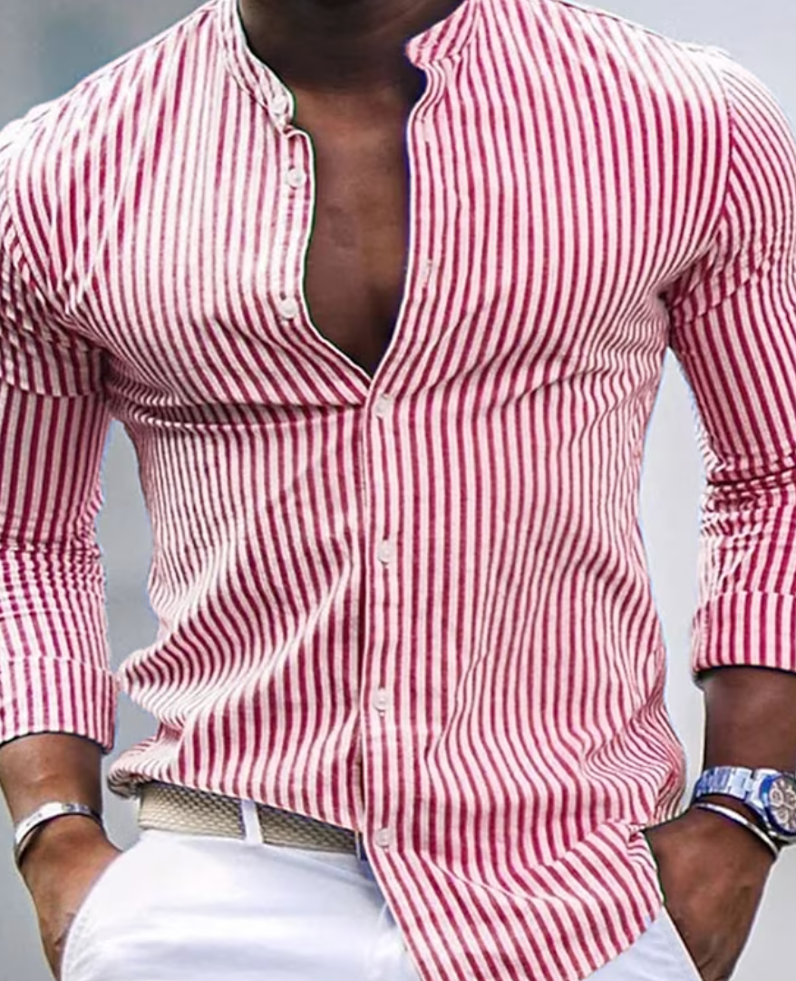 Emmet – Elegant Overhemd Voor Mannen Met Getailleerde Pasvorm-Elegant Overhemd Heren>Overhemd Heren>Heren Kleding Overhemden>Formeel Overhemd Heren>Kleding Heren-Myna Mode-Rood-S-Myna Mode