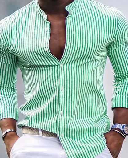 Emmet – Elegant Overhemd Voor Mannen Met Getailleerde Pasvorm-Elegant Overhemd Heren>Overhemd Heren>Heren Kleding Overhemden>Formeel Overhemd Heren>Kleding Heren-Myna Mode-Groen-S-Myna Mode