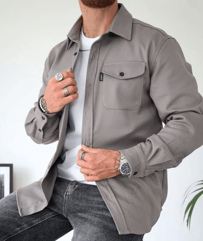 Heren Overshirt Jas – Katoenmix – Lange Mouw – Borstzakken