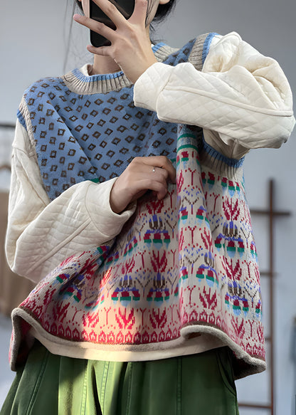 Gestrickte Damenweste aus Wolle mit Print – Warm, Modisch & Geschichtet