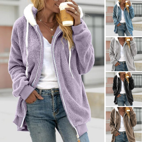 Elegante Fleecejas met Capuchon voor Dames – Warm, Losvallend & Modieus