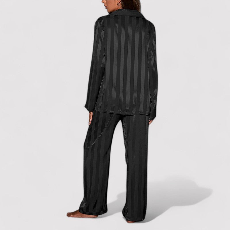 Carmen Set – Dames Gestreepte Zijde Pyjama