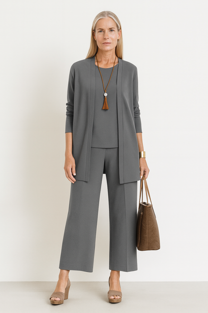 Monique | 3-Piece Comfort Set with Vest, Top, and Wide Pants