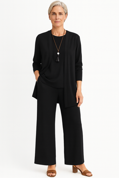 Monique | 3-Piece Comfort Set with Vest, Top, and Wide Pants