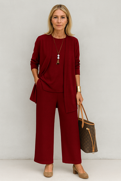 Monique | 3-Piece Comfort Set with Vest, Top, and Wide Pants