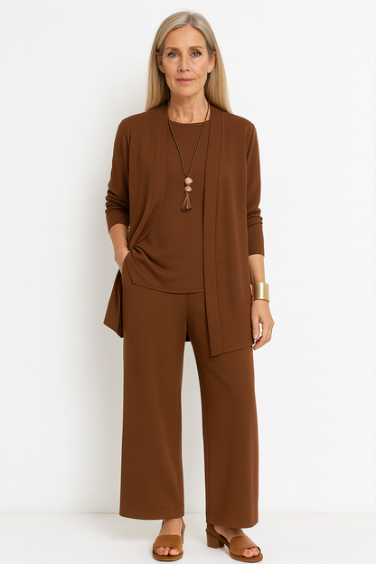 Monique | 3-Piece Comfort Set with Vest, Top, and Wide Pants
