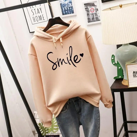 Smile-Love Hoodie – Comfortable Women's Sweater with Love Print