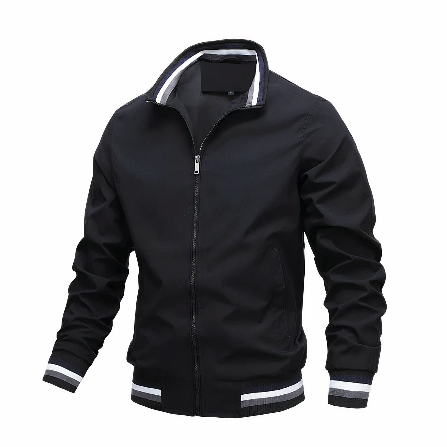 Damon - Voorjaars Bomberjack voor Heren-Heren Kleding > Jassen > Bomberjacks-Myna Mode-Zwart-M-Myna Mode