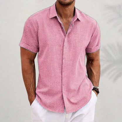 Davian Retro Linnen Overhemd – Heren Casual Vintage Shirt