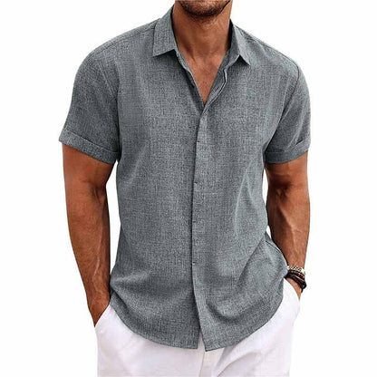 Davian Retro Linnen Overhemd – Heren Casual Vintage Shirt